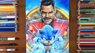 Drawing  Sonic &  Dr. Robotnik(Jim Carrey) from [Sonic the Hedgehog]  marki draws, colored pencil