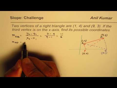 Two vertices of a right triangle are given find the third on x axis