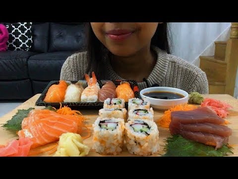 SUSHI PLATTER AND SASHIMI ASMR (Eating Show)