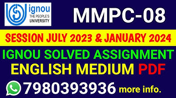 MMPC 8 Solved Assignment 2023-24 English, MMPC 8 Solved Assignment 23-24, MMPC-08 Assignment
