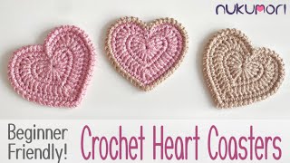 Crochet Easy Heart Coasters Tutorial