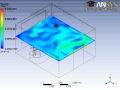 Air flow simulation in a roomhvac through a 4 way diffuser