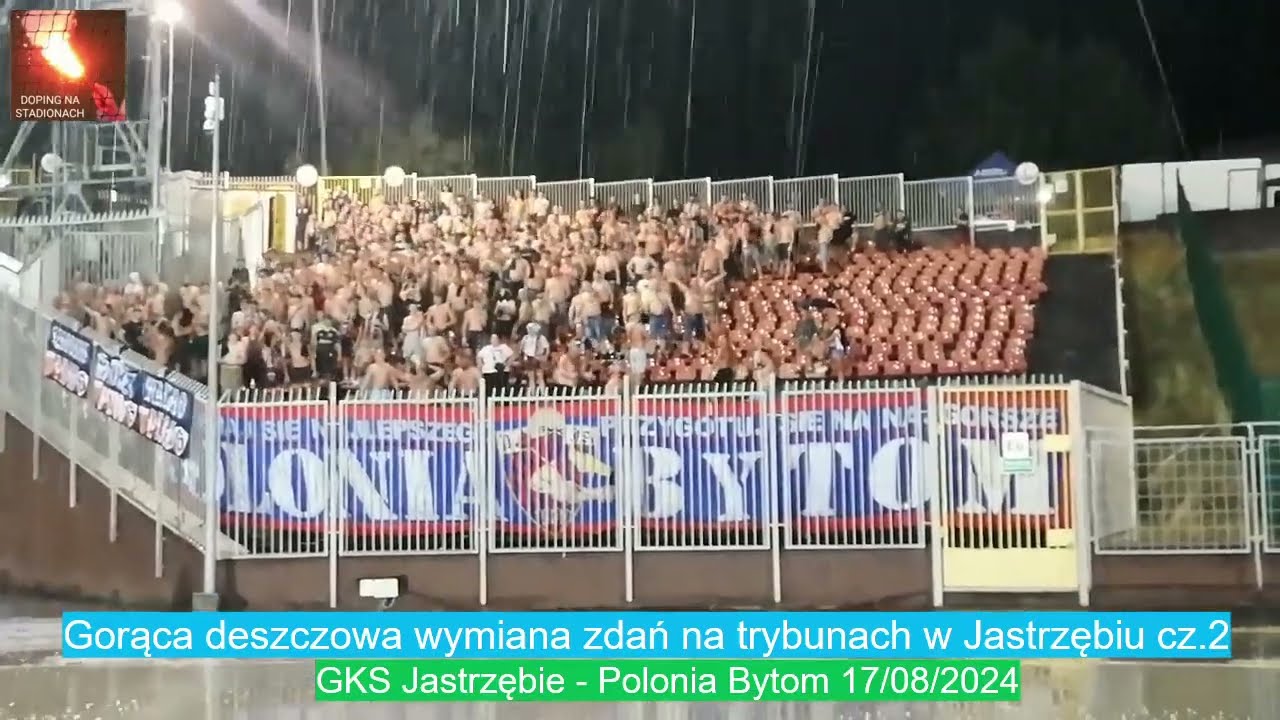 Gorąca deszczowa wymiana zdań na trybunach w Jastrzębiu cz.2 - GKS Jastrzębie - Polonia Bytom 17/08