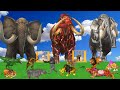 5 Giant Woolly Mammoth vs 5 Giant Zombie Lion Fight Baby Three Cow Gorilla Buffalo Saved By Mammoth
