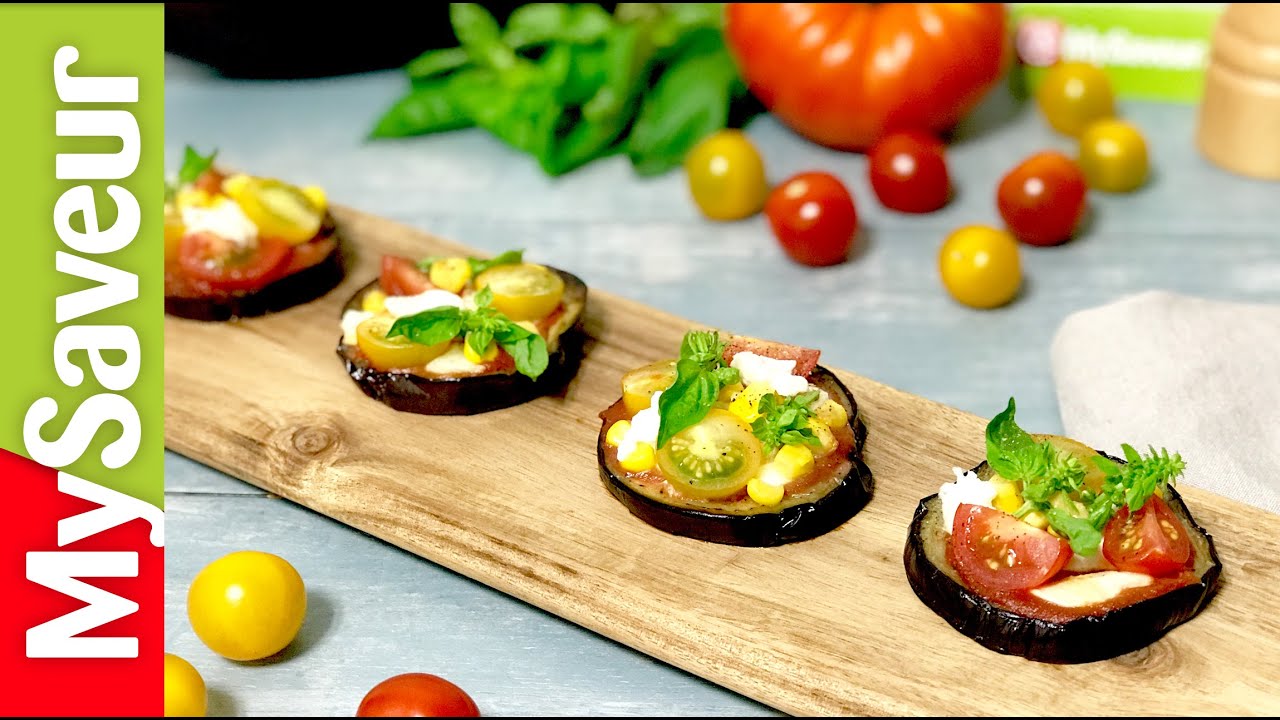 Pizzetas light d’aubergine (assiette en forme)