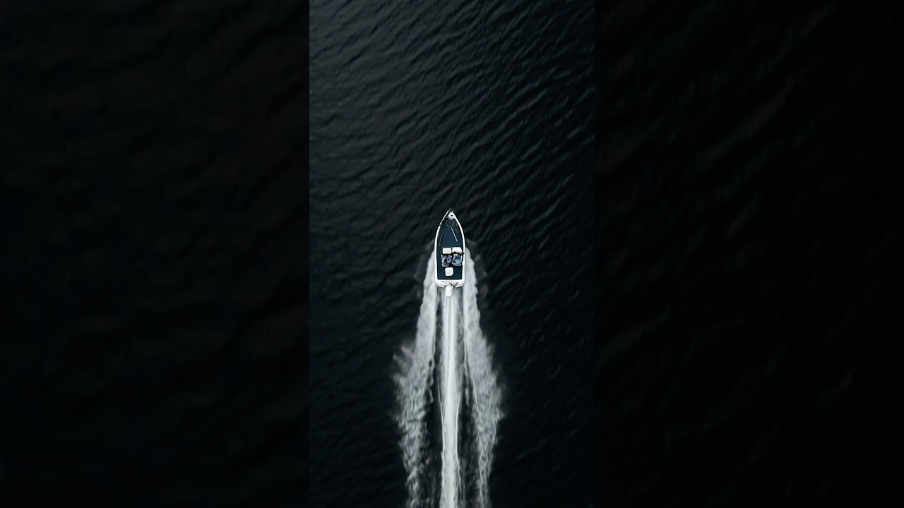 A single journey carved in still waters. #boat #speed #fishing #bass #drone #arial #dji