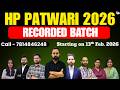 HP पटवारी 2025 -26 | Online Batch - 2 | New Syllabus Batch | Starting on 13th Feb. 2026 #hppatwari