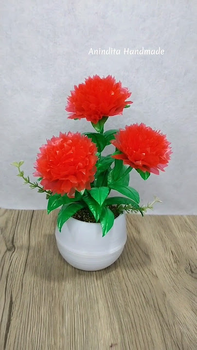 Bunga hias dari plastik kresek tampa setrika/easy flower from plastic bags/DIY #flowercraft