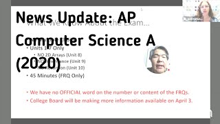[Mar. 25, 2020] News Update: AP Computer Science A (2020)