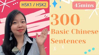 【45 mins  HSK1/HSK2】300 Basic Chinese Sentences For Beginners 300个中文基础句子 | EN & ES Subtitles| pinyin