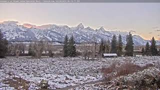 Teton Time Lapse of sunset viewed from Dornan's on October 28, 2023