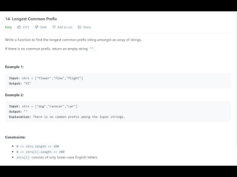 #14 Solving The Longest Common Prefix in Python