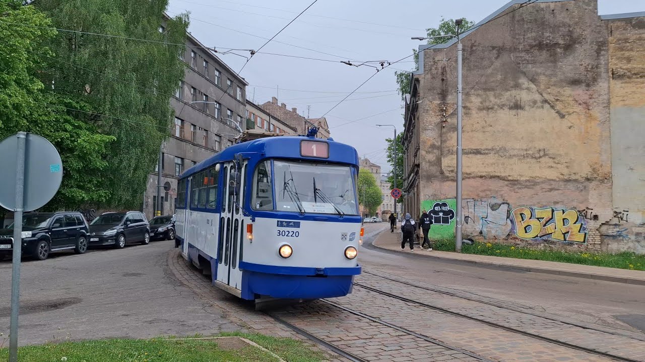 Tatra T3A- 30220 + 30231 departs from the stop Katoļu iela - YouTube
