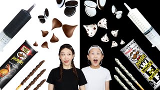 食物挑战 —白色食物 vs 黑色食物 挑战 Black Food VS White Food Challenge RUBY