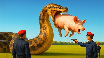 Courageous Team Rescues Helpless Pig from Giant Python’s Deadly Grip