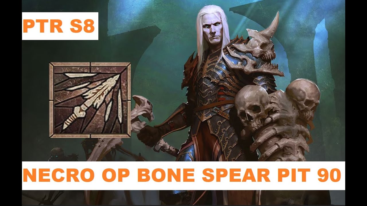 Diablo 4 Necromancer OP Bone Spear Build PIT 90 Clear Season 8 PTR Necro Build 