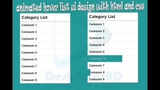 How to make animated hover list ui design with html and css