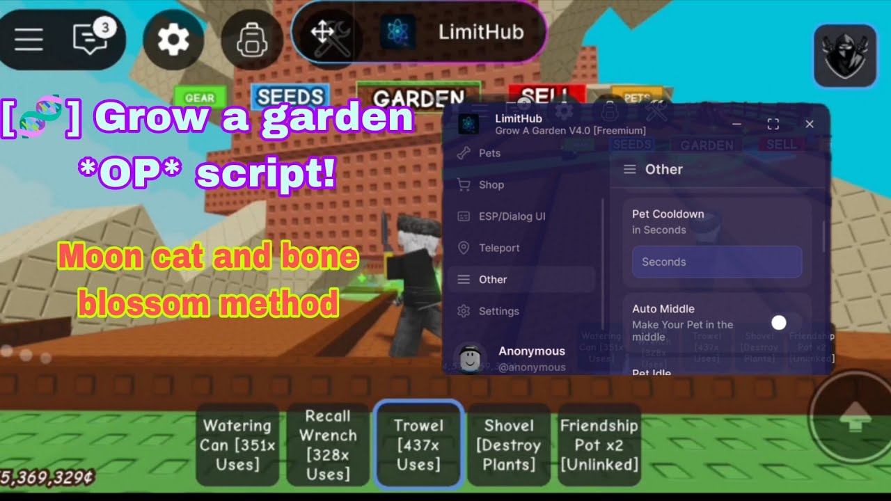 [🧬] Grow a garden *OP* script moon cat and bone blossom method tutorial ...