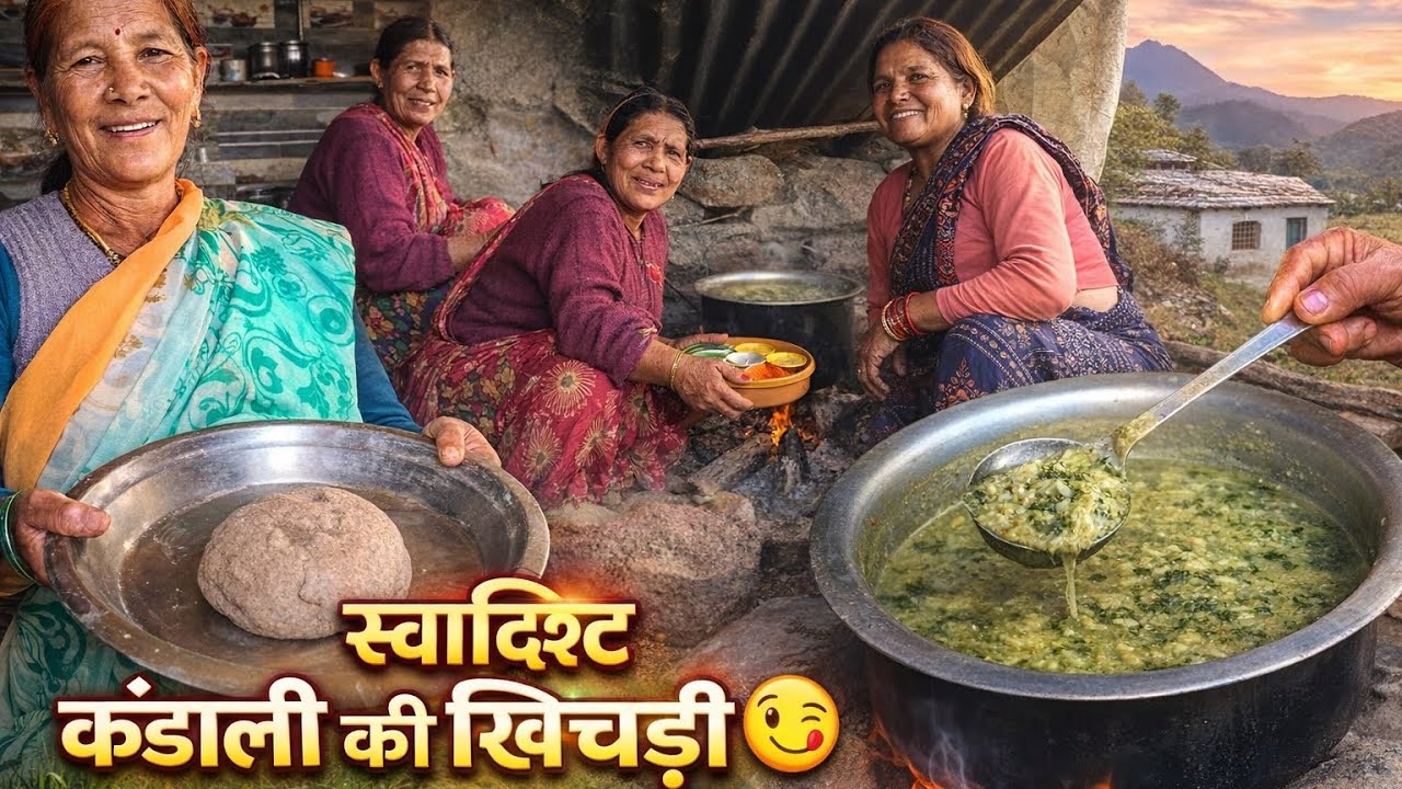 आज हम सबने बनाई कंडाली की खिचड़ी 😋 मजा आ गया #pahadilifestyle 