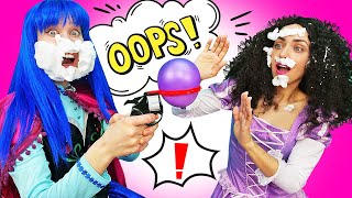 A wicked princess is playing tricks on a good princess! Funny challenge with princesses.