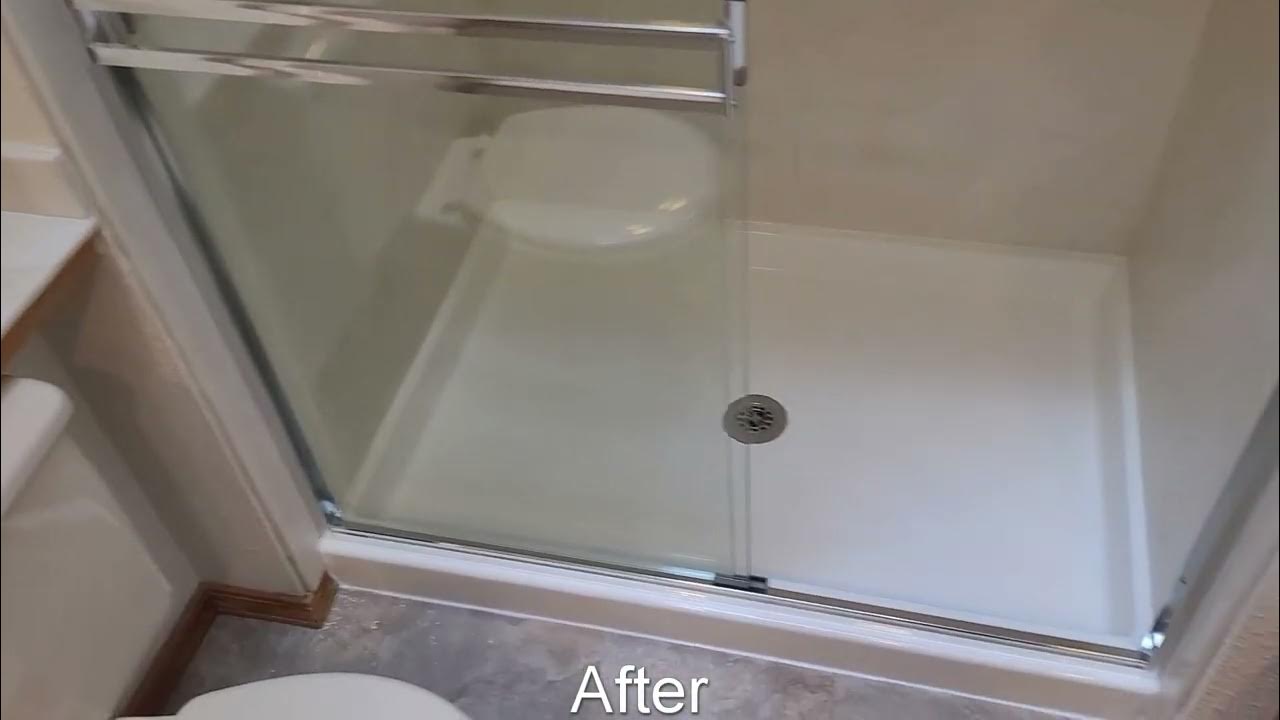 Shower Pan Refinish or Resurfacing with new shower door YouTube