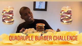 Under 10 Minutes Quadruple Burger Challenge!! 1 pound of meat 😱