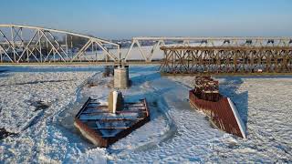 Zima Dotarła Do Tczewa Widok Na Zamarzniętą Wisłę I Mosty Tczewskie Film Z Drona