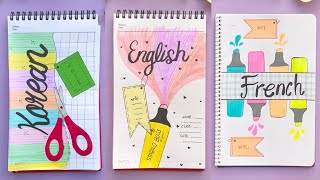 💜 5 Aesthetic LANGUAGE Front Page Designs for School Projects ✨Easy Cover Pages | Try Drawing 