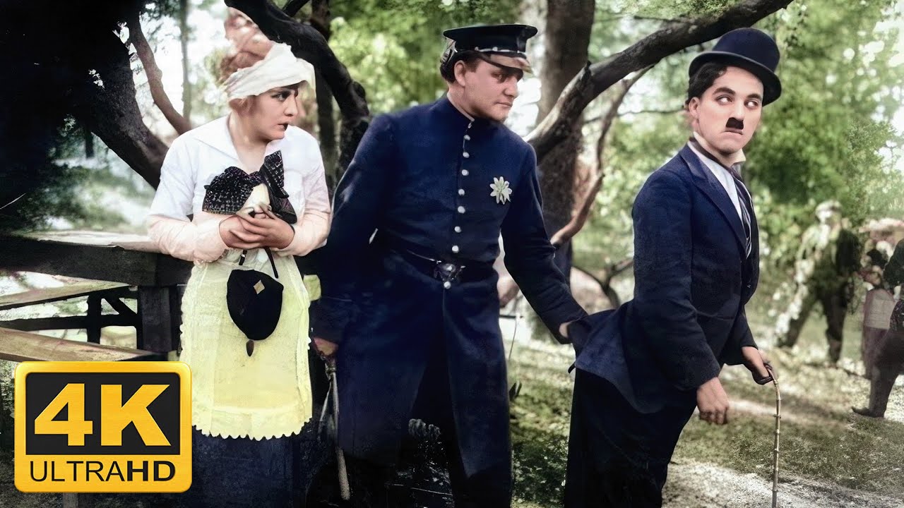 Charlie Chaplin - In the Park (1915) Colourised, Remastered 4K 60FPS