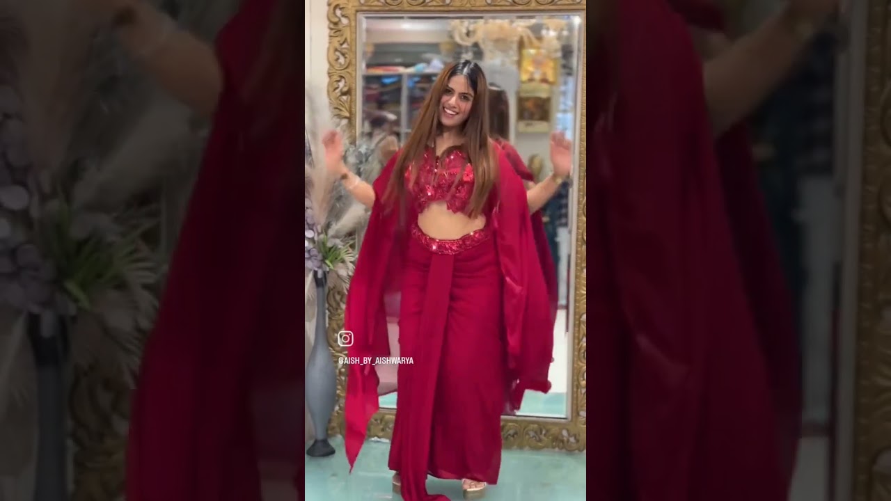 New collection Red colour luxury outfit party wear Haute Couture