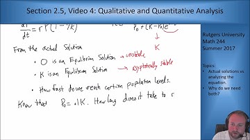 MATH 244: Section 2.5, Video 4: Qualitative and Quantitative Analysis