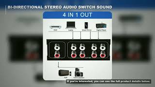 4 Way Bi-Directional RCA Stereo Audio Switch 1 In 4 Out or 4 In 1 Out L/R Jack Sound Channel RCA Aud