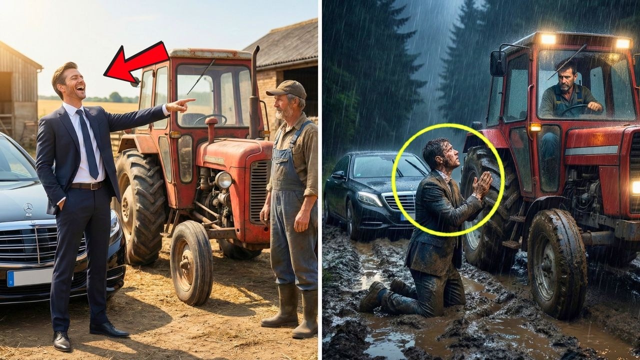 Arroganter Banker lacht über meinen Hof: 48h später versinkt sein 150.000€ Mercedes im Schlamm!