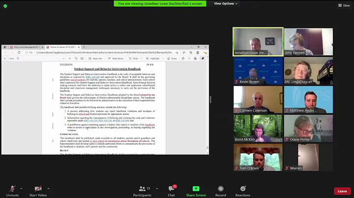 JCPS Board Policy Meeting - May 10, 2021