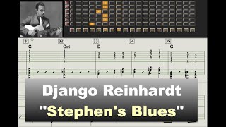 Video thumbnail of "Django Reinhardt - "Stephen's Blues" (1937) - Virtual Guitar Transcription by Gilles Rea"