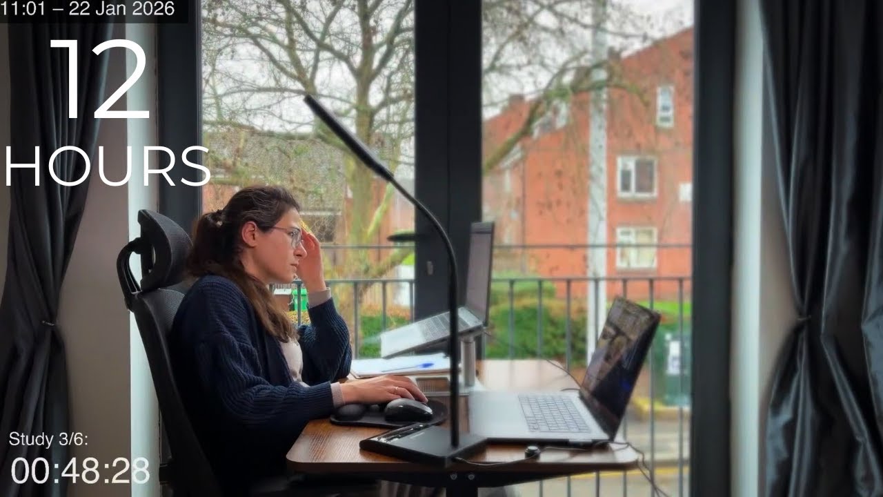 12-Hour LIVE Study With Me π | Cozy UK Ambience | Custom Pomodoro Timer ...