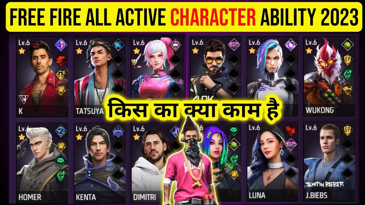 Free Fire All 14 Active Character Ability Live Test 2023 | All ...