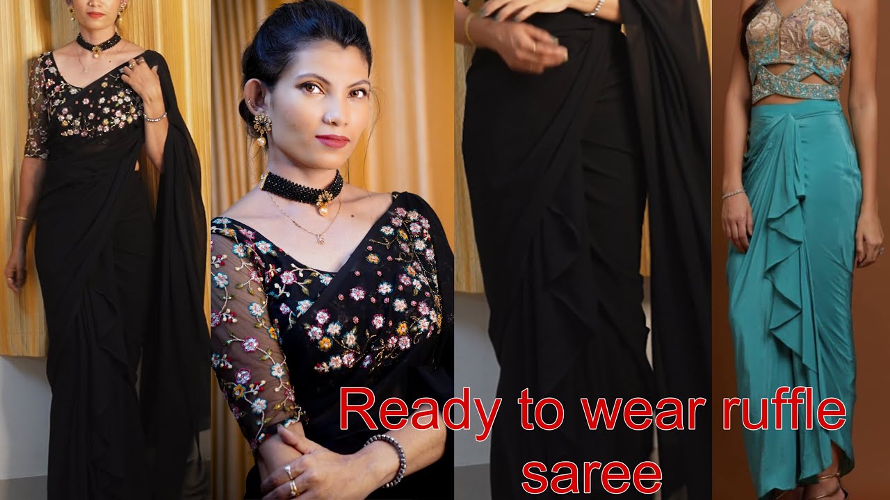 Ready to wear ruffle saree cutting and stitching tutorials Malayalam