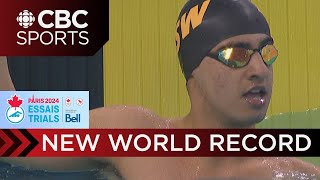 B.C.'s Sebastian Massabie breaks own world record in the men's S4 50m butterfly | CBC Sports