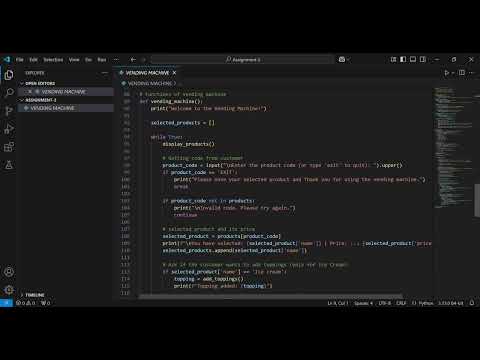 Python vending machine code