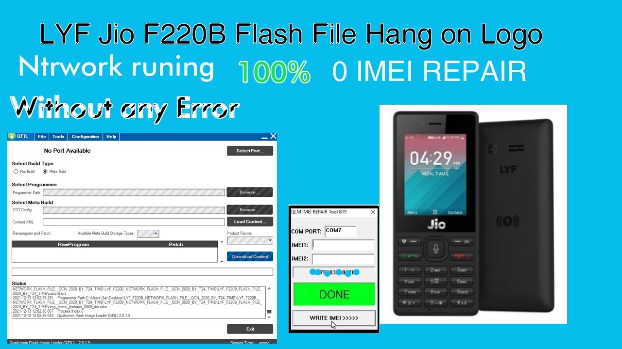 Jio F220B Flashing All Error Fix With Latest Tested ; 0 Imei repair 100% free and logo problam
