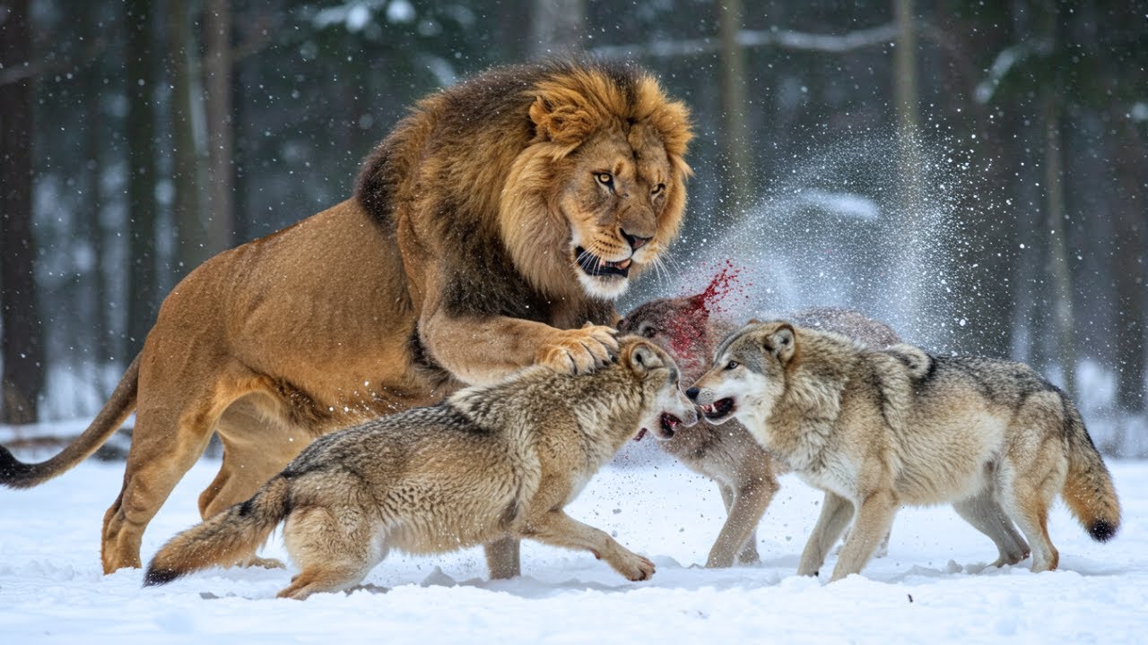 Lone Lion vs Wolf Army – Who Will Survive?