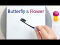 (475) Butterfly & Flower | Toothbrush & Plastic wrap | Fluid Acrylic for beginner | Designer Gemma77