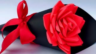 عمل ورده من الورق جميله - صنع بوكيه ورد لعيد الام -  how to make paper rose flower bouquet