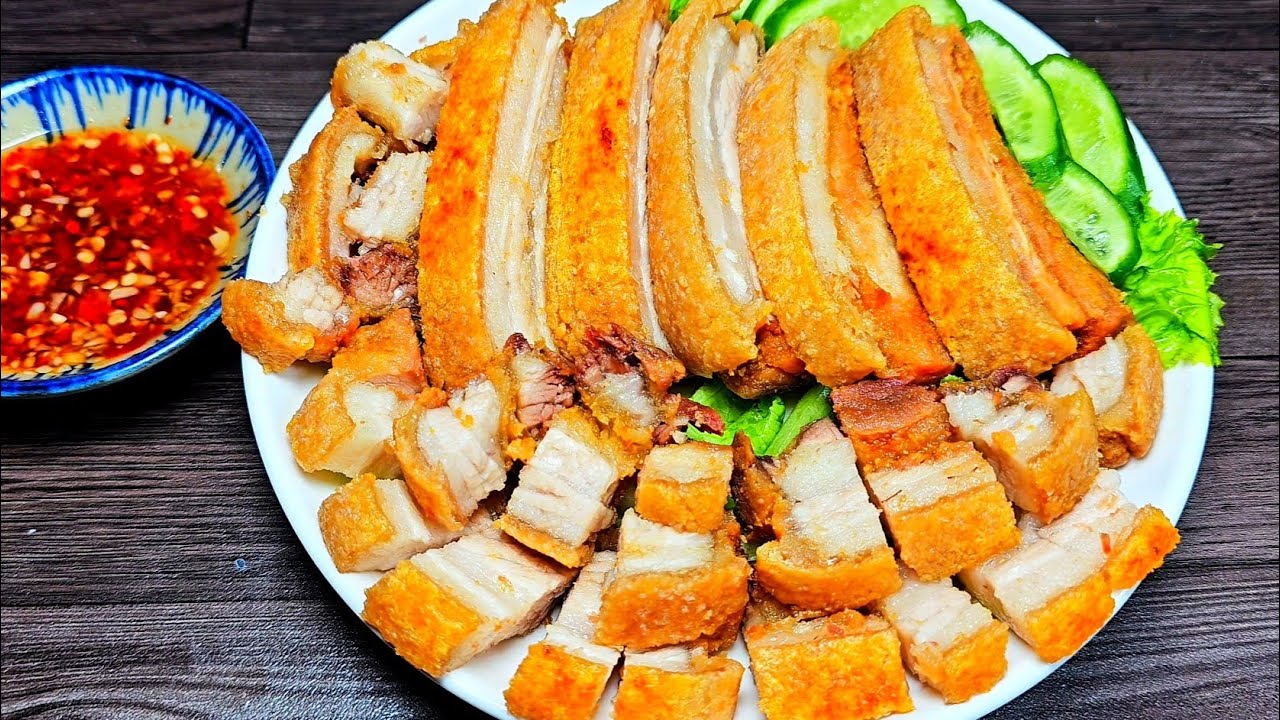 cách làm THỊT BA RỌI CHIÊN MUỐI da giòn xốp ngon như heo quay - thịt ...