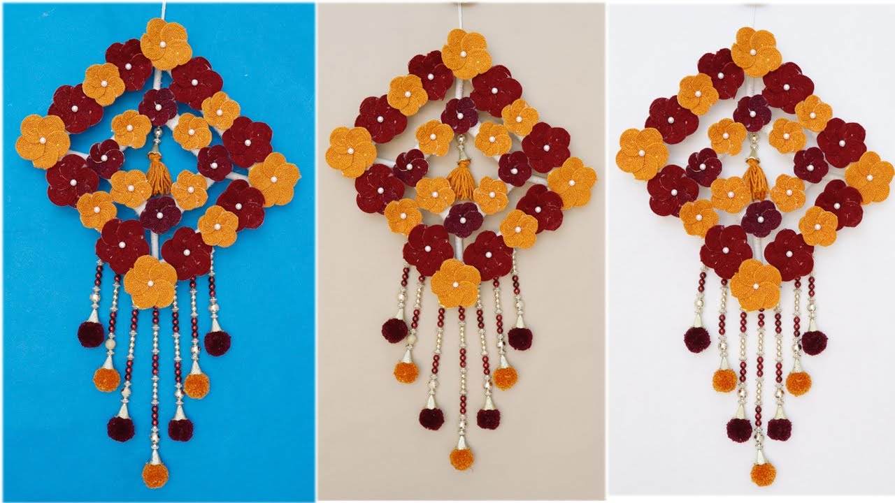 card board craft idea | ghar sajane ka asan tarika |woolen and pearl craft | easy and amazing craft