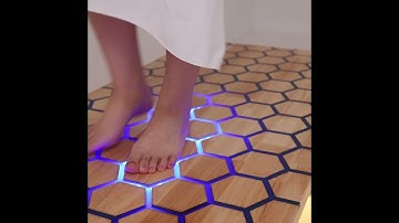 HOMEMORE Smart LED light up touch sensitive hexagon epoxy resin river coffee table for home bar