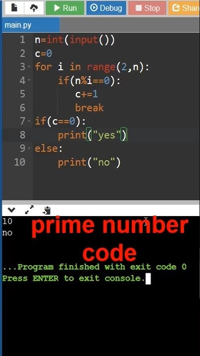 prime number code #prime #cod #python #interview #shorts #viral - YouTube