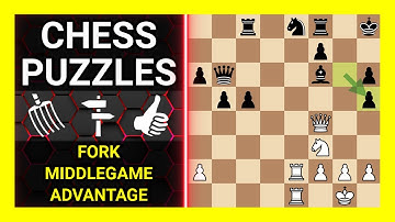 Chess Puzzles to Practice. Themes: Fork, Middlegame, Advantage. Learn Chess