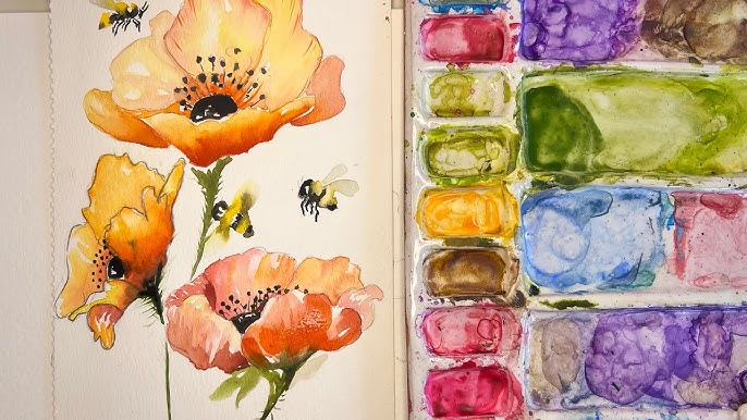 Loose watercolor flower painting so fun, anyone can do 'em! Tutorial with  my Grandaughter. 